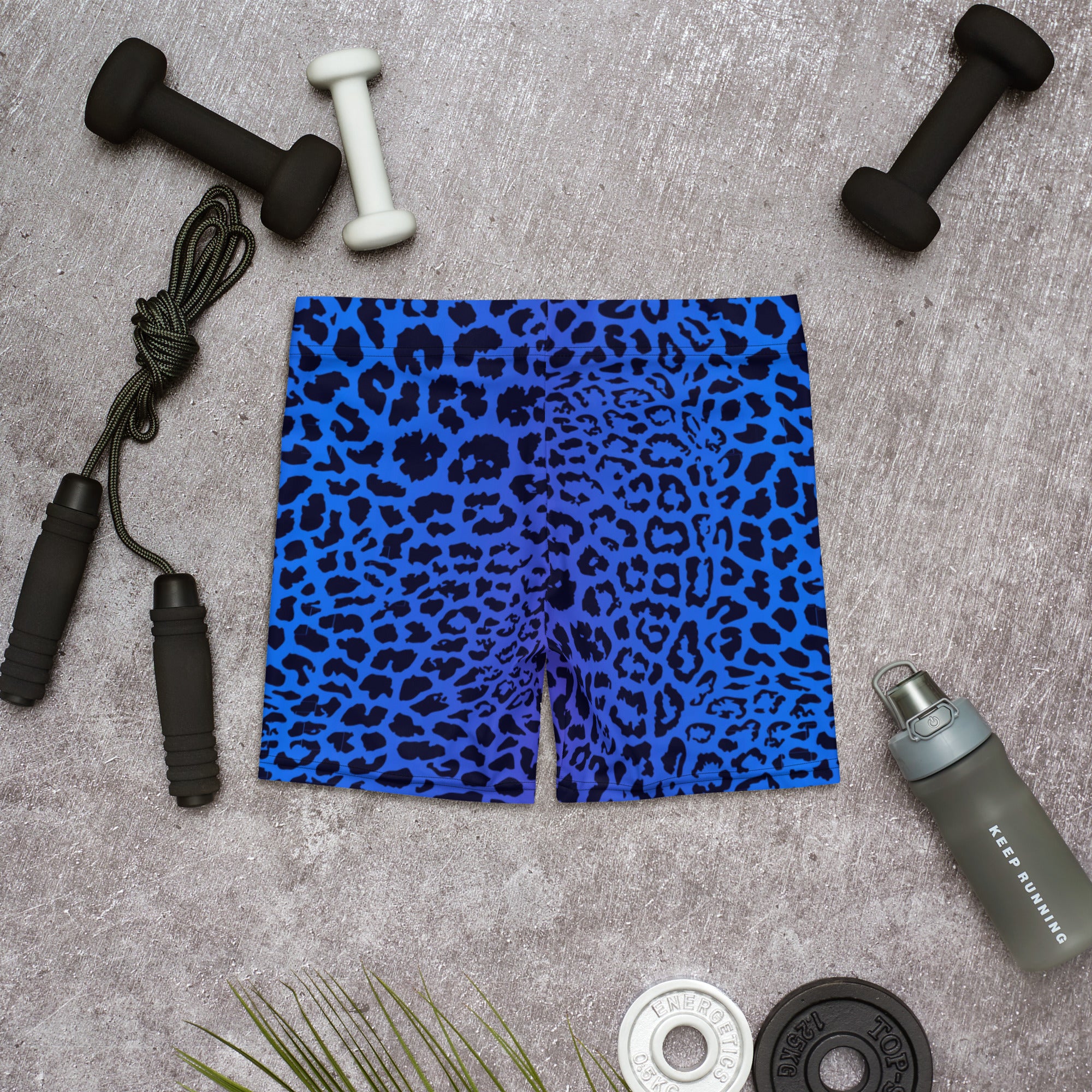 Blue Leopard Print Shorts